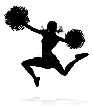 Detaillierte Silhouette Cheerleader mit Pompons