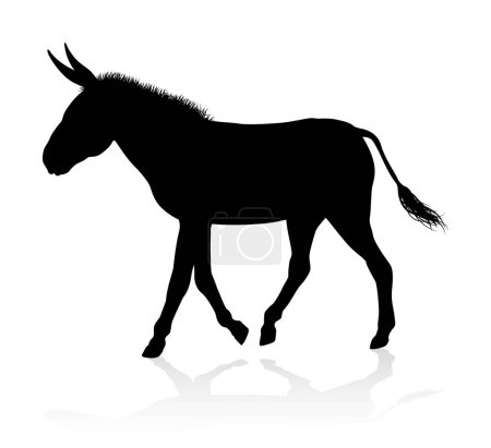 Ilustración de Una silueta detallada de animales de granja de burros de alta calidad - Imagen libre de derechos