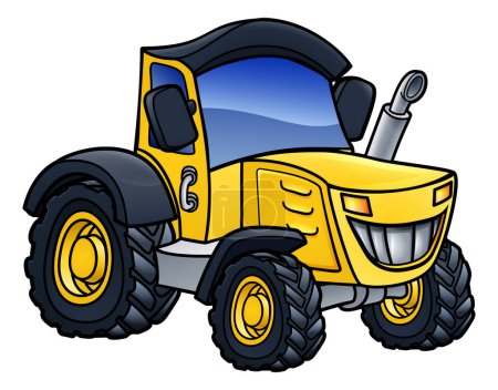 Ilustración de Tractor granja vehículo dibujo animado ilustración - Imagen libre de derechos