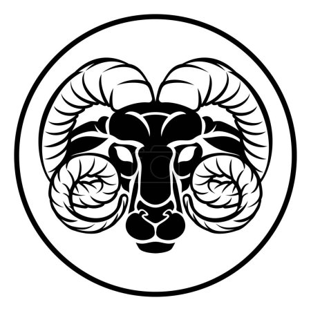 Ilustración de Círculo Aries horóscopo de carnero astrología signo del zodiaco icono - Imagen libre de derechos