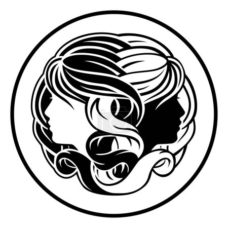 Illustration for Circle Gemini twins horoscope astrology zodiac sign icon - Royalty Free Image