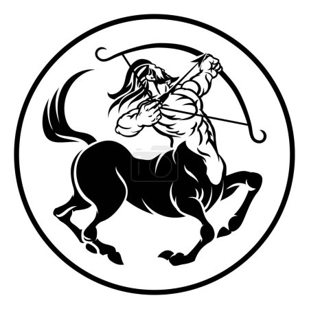 Téléchargez les illustrations : Sagittaire archer centaure horoscope astrologie signe du zodiaque icône - en licence libre de droit