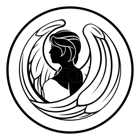 Illustration for Astrology horoscope zodiac signs, circular Virgo angel symbol - Royalty Free Image