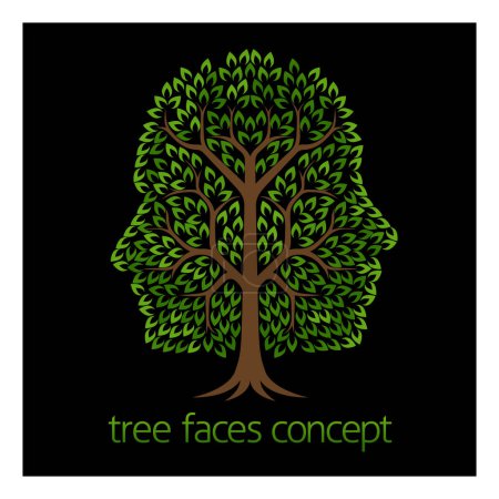 Téléchargez les illustrations : Illustration conceptuelle de visages en forme d'arbre - en licence libre de droit