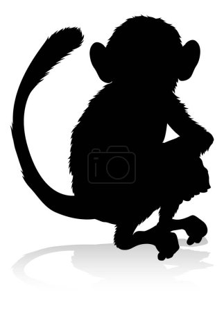 Téléchargez les illustrations : Une silhouette animale d'un singe - en licence libre de droit