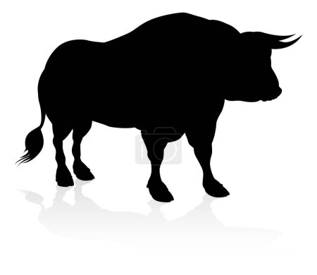 Téléchargez les illustrations : A high quality detailed bull male cow cattle animal silhouette - en licence libre de droit