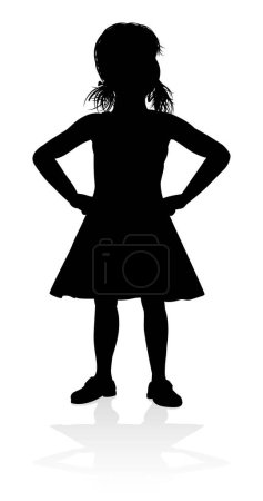 Illustration for A high quality detailed kid or child in silhouette playing and having fun - Royalty Free Image