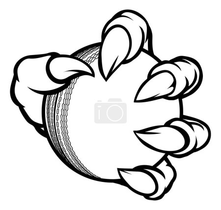 Illustration for A monster or animal claw holding a cricket ball - Royalty Free Image