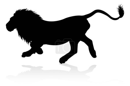 Ilustración de A male lion safari animal in silhouette - Imagen libre de derechos