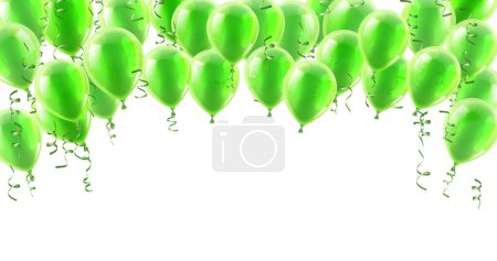 Téléchargez les illustrations : Un parti vert ballons isolé en-tête arrière-plan - en licence libre de droit