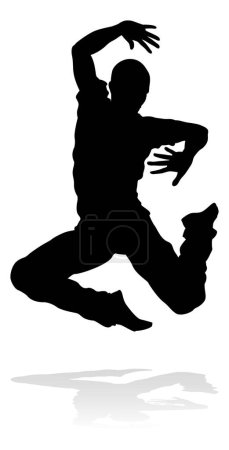 Téléchargez les illustrations : Un danseur de street dance hip hop masculin en silhouette - en licence libre de droit