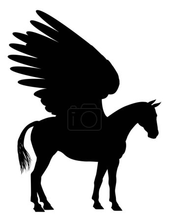Ilustración de Pegaso mítico caballo alado en silueta - Imagen libre de derechos