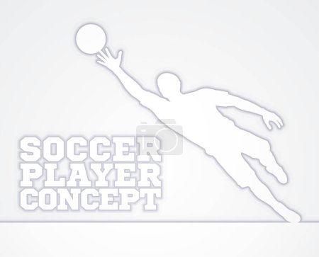 Illustration for A stylised illustration of a soccer football goal keeper player in silhouette diving to catch the ball - Royalty Free Image