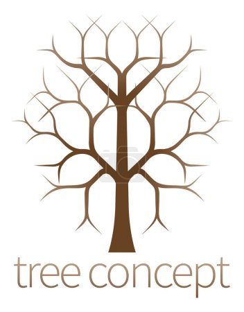 Téléchargez les illustrations : Une illustration conceptuelle d'une icône stylisée d'arbre nu - en licence libre de droit