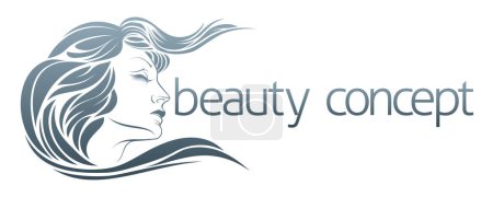 Ilustración de Concepto de cara para mujer para peluquería, spa u otro uso de estilo de vida de belleza - Imagen libre de derechos