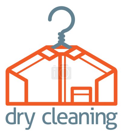 Illustration for A dry cleaning clothes hanger shirt concept icon of a stylised shirt hanging on a clothes hanger - Royalty Free Image