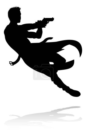 Ilustración de Silueta persona en una película de acción disparar pose - Imagen libre de derechos