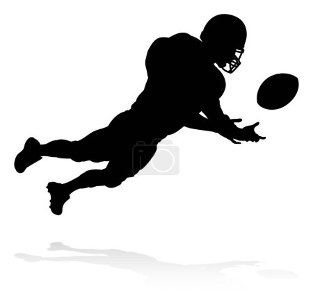 Ilustración de Silueta deportiva de jugador de fútbol americano detallada - Imagen libre de derechos