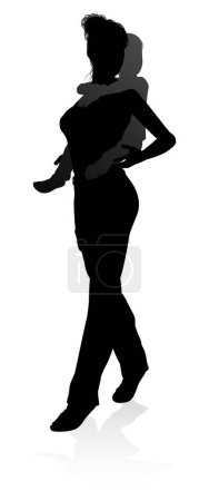 Illustration for High quality and detailed silhouettes of mother and child - Royalty Free Image