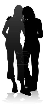 Illustration for Silhouette young college students or teenagers hanging out together - Royalty Free Image