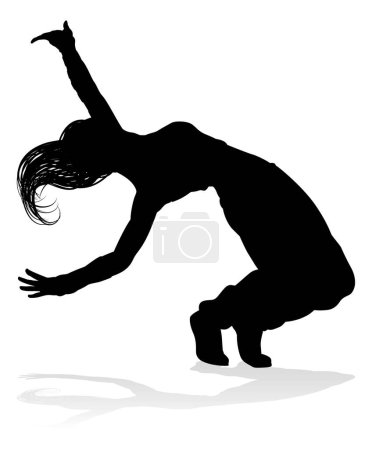 Eine Streetdance-Hip-Hop-Tänzerin in Silhouette