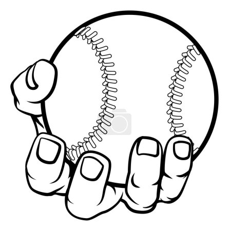 Téléchargez les illustrations : Une main forte tenant une balle de baseball. Graphiques sportifs - en licence libre de droit