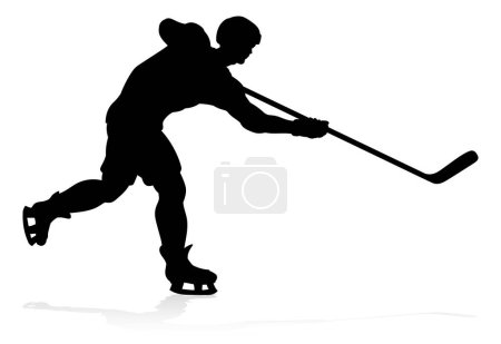 Illustration for A detailed silhouette hockey player sports illustration - Royalty Free Image
