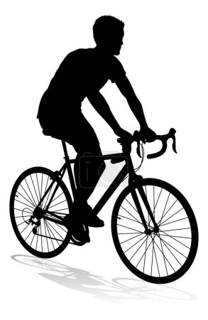 Téléchargez les illustrations : Un cycliste cycliste en silhouette - en licence libre de droit