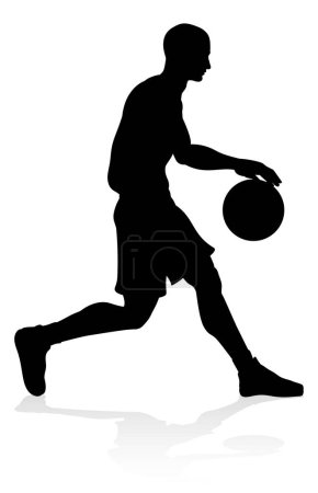 Téléchargez les illustrations : Une silhouette de joueur de basket-ball illustration sportive - en licence libre de droit