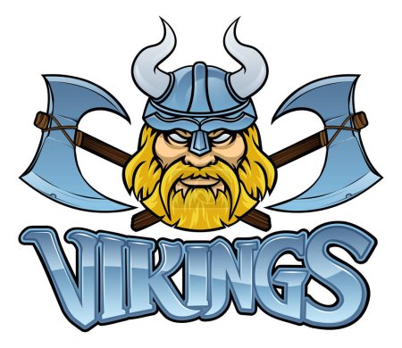Foto de Mascota deportiva vikingos y par de ejes cruzados ilustración gráfica - Imagen libre de derechos