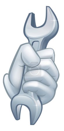 Illustration for A hand holding a spanner tool icon concept - Royalty Free Image