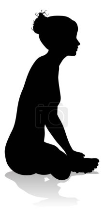 Foto de Una silueta de una mujer en una pose de yoga o pilates - Imagen libre de derechos
