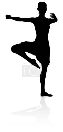 Téléchargez les illustrations : Ballet danseur silhouette dansant position posée - en licence libre de droit