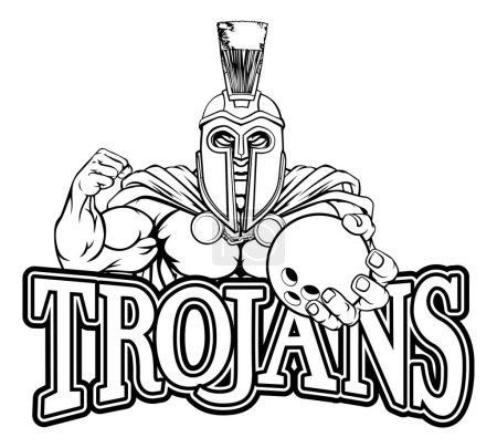 Illustration for A Spartan or Trojan warrior Bowling sports mascot holding a ball - Royalty Free Image