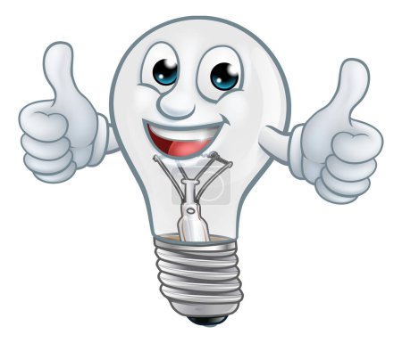 Illustration for A light bulb cartoon character lightbulb mascot giving a thumbs up - Royalty Free Image