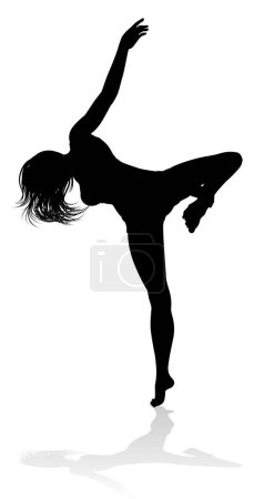Téléchargez les illustrations : Une danseuse en silhouette illustration graphique - en licence libre de droit