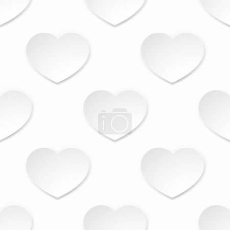 Illustration for A white paper heart seamlessly tilable pattern valentines day background - Royalty Free Image