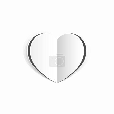 Illustration for A white paper craft card heart valentines day background concept - Royalty Free Image