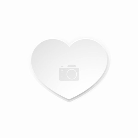 Illustration for A white card paper craft heart valentines day background concept - Royalty Free Image