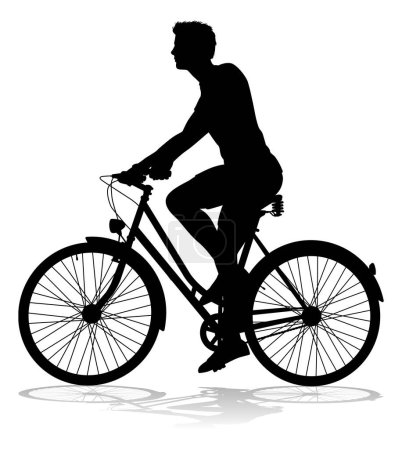 Illustration for A bicycle riding bike cyclist in silhouette - Royalty Free Image