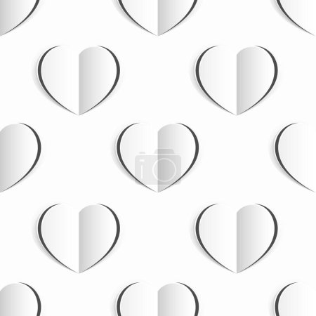 Illustration for A white paper heart seamless pattern valentines day background - Royalty Free Image