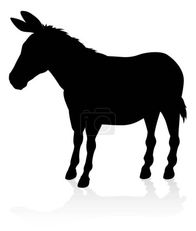 Illustration for A detailed high quality donkey farm animal silhouette - Royalty Free Image