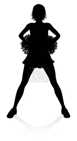 Téléchargez les photos : Pom-pom girl silhouette détaillée avec pompons - en image libre de droit