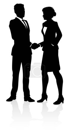 Ilustración de Una gente de negocios estrechando las manos silueta - Imagen libre de derechos