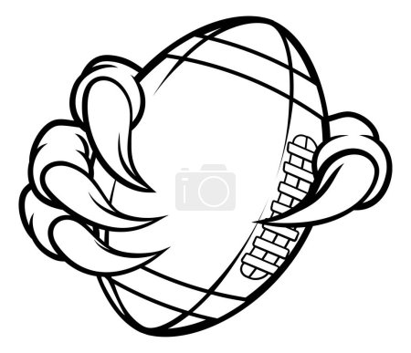 Illustration for Eagle, bird or monster claw or talons holding an American football ball. Sports graphic. - Royalty Free Image