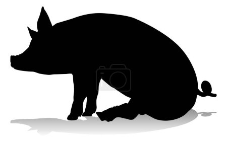 Téléchargez les photos : Une silhouette de porc animal de ferme graphique - en image libre de droit