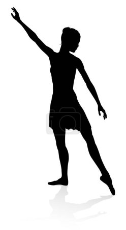 Ilustración de Bailarina de ballet en silueta bailando en pose o posición - Imagen libre de derechos