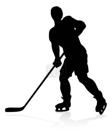 Téléchargez les illustrations : Illustration détaillée d'un joueur de hockey sur silhouette - en licence libre de droit