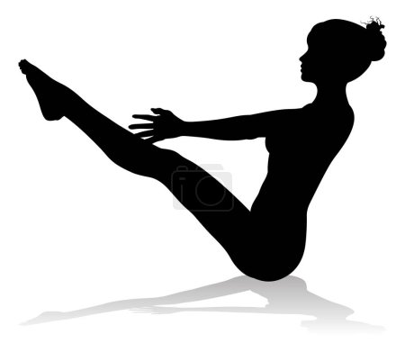 Une silhouette d'une femme dans un yoga ou pilates pose