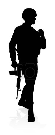 Illustration for Silhouette military armed forces army soldier - Royalty Free Image
